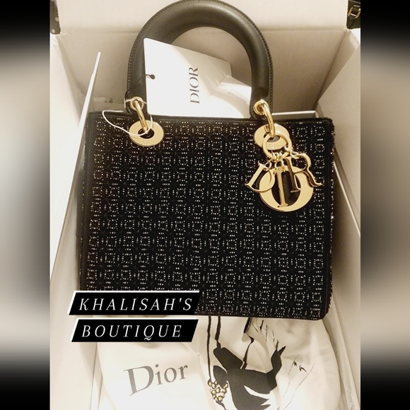 BNIB VERY RARE & SOLDOUT AUTHENTIC CHRISTIAN DIOR MEDIUM LADY DIOR BAG - BLACK - Picture 5 of 17